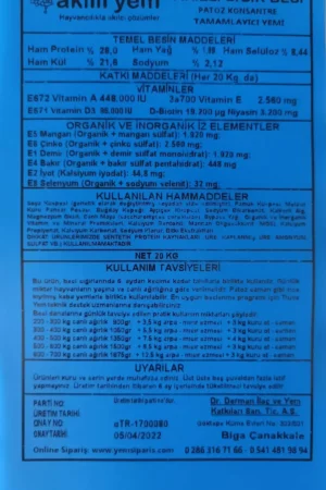 Akıllı Yem 28 HP Patoz Konsantre Besi Yemi 20 KG