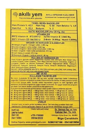 Akıllı Yem 42 HP Efsane Konsantre Kuzu Besi Yemi 20 KG